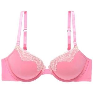Aerie Harper Pink with White Lace Bra